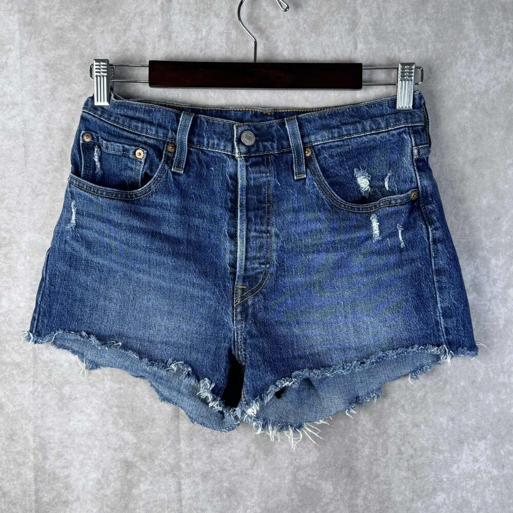 Levi's Blue Distressed Cutoff Denim Shorts